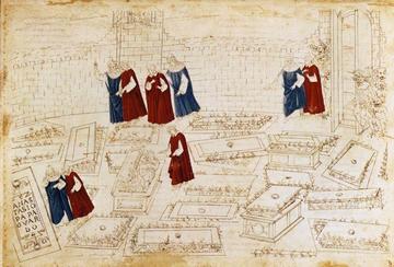 Botticelli inferno x Sandro Botticelli, Drawing for Inferno X: Dante and Virgil in the City - pencil and paint drawing