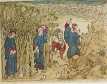 Inferno 1 opening christophoro painting showing dante being attacked by beasts