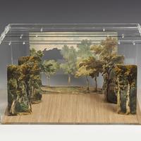 Kensington Gardens Assembled Model 1 | Image credit © Victoria and Abert Museum London Image depicts a model of assembled stage screens of a tree landscape of Kensington Gardens.